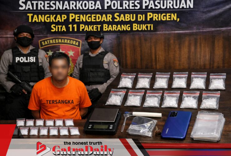 Satrenarkoba Polres Pasuruan Tangkap Pengedar Sabu di Prigen, Sita 11 Paket Barang Bukti