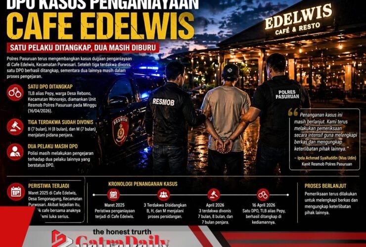 DPO Kasus Penganiayaan Cafe Edelwis Satu Pelaku Ditangkap, Dua Masih Diburu
