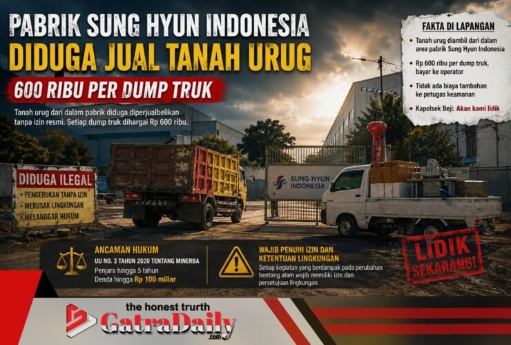 Diduga Jual Tanah Urug Rp 600 Ribu per Truk, Aktivitas di Pabrik Sung Hyun Indonesia Disorot
