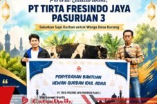 Pererat Silaturahmi, PT Tirta Fresindo Jaya Pasuruan 3 Salurkan Sapi Kurban untuk Warga Desa Kurung