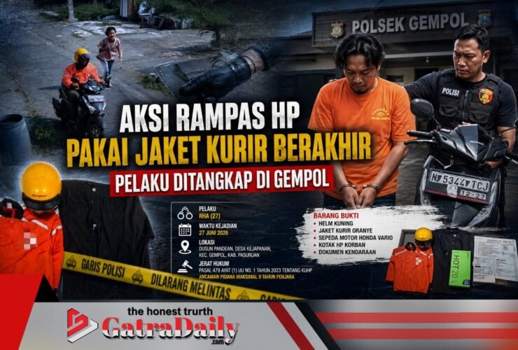 Aksi Rampas HP Pakai Jaket Kurir Berakhir, Pelaku Ditangkap di Gempol
