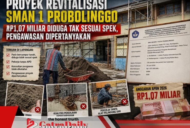 Proyek Revitalisasi SMAN 1 Probolinggo Rp1,07 Miliar Diduga Tak Sesuai Spek, Pengawasan Dipertanyakan