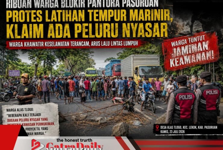 Ribuan Warga Blokir Pantura Pasuruan Protes Latihan Tempur Marinir, Klaim Ada Peluru Nyasar