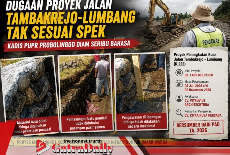 Dugaan Proyek Jalan Tambakrejo-Lumbang Tak Sesuai Spek, Kadis PUPR Probolinggo Diam Beribu Bahasa
