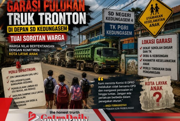 Garasi Puluhan Truk Tronton di Depan SD Kedungasem Tuai Sorotan, Warga Nilai Bertentangan dengan Kota Layak Anak