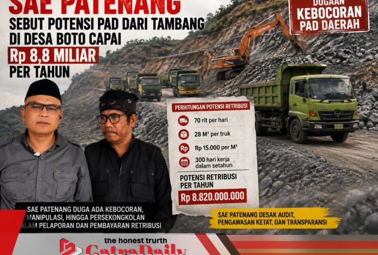 SAE PATENANG Sebut Potensi PAD dari Tambang di Desa Boto Capai Rp 8,8 Miliar per Tahun