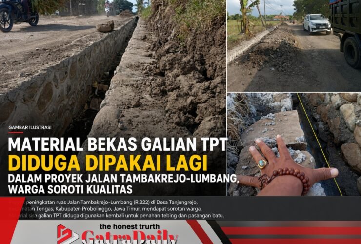 Heboh..!! Material Bekas Galian TPT Diduga Dipakai Lagi dalam Proyek Jalan Tambakrejo-Lumbang, Warga Soroti Kualitas