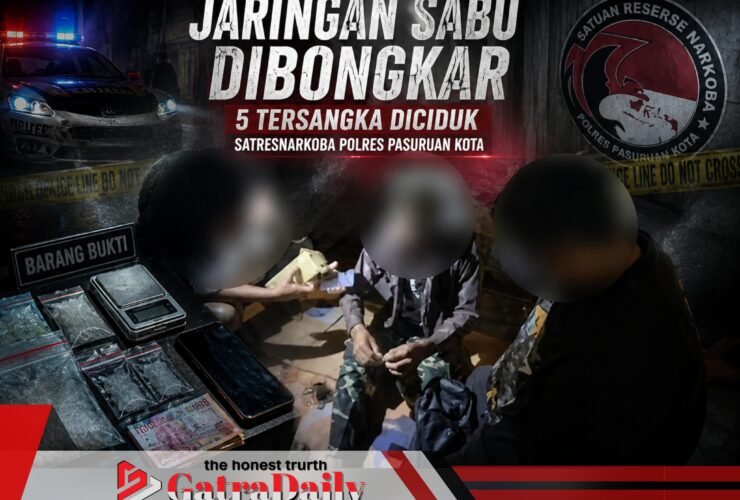 Jaringan Sabu Dibongkar, 5 Tersangka Diciduk Satresnarkoba Polres Pasuruan Kota